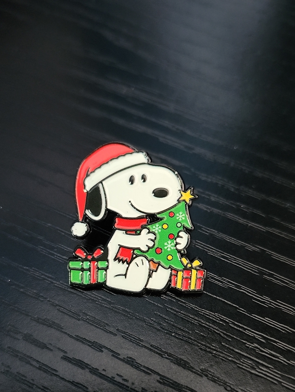 Snoopy Christmas Tree Holiday Enamel Pin - White, Red & Green
